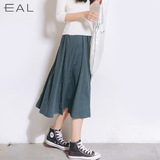 EAL韩版2016夏装新款大码纯色女半身裙大裙摆A型中长裙高腰裙A36