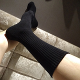 加厚底毛巾袜子高弹纯色黑高筒性感男士纯棉欧美原单袜子加长厚款