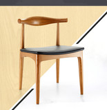 热销实木餐椅牛角椅实木椅子简约靠背椅餐厅凳子家用铁艺椅现代椅