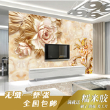 中式3d立体电视背景墙纸壁纸奢华欧式客厅无纺布影视墙布壁画牡丹