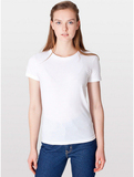 American Apparel AA精梳纯棉针织修身打底衫欧美风纯白T恤女士上
