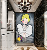 大型壁画抽象艺术画走道玄关壁纸3D时尚个性墙纸装饰画玛丽莲梦露