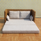 可定制懒人沙发藤艺沙发床折叠沙发床小户型藤沙发床客厅双人沙发