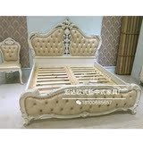 欧式真皮床 美式实木大床 卧室2米床结婚床 酒店别墅双人床可定制
