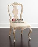 法式实木雕花餐椅 欧式简约后现代新古典地中海书桌椅洽谈椅