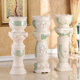 欧式陶瓷罗马柱子摆件 高档大花瓶落地客厅欧式电视柜装饰品插花