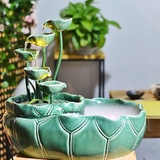 中式陶瓷流水喷泉家居客厅装饰品招财加湿器桌面鱼缸摆件开业礼品