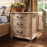 美式纯实木床头柜 法式复古别墅家具厂家定制 简约现代橡木床边柜