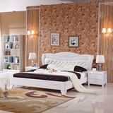 白色全实木床1.51.8米实木床简约现代纯实木家具高箱体储物床大床
