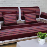 新品简约现代酒紅色蓝色全棉加厚老粗布沙发垫坐垫客厅组合布艺