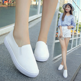 夏季百搭白色护士鞋平底皮面一脚蹬女鞋平跟懒人鞋学生韩版小白鞋