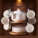 现代简约茶杯套装家用白色茶壶茶杯套装公司下午茶茶具杯子套装