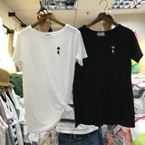 韩国东大门订单夏季女装新款竹节棉刺绣猫咪风格宽松短袖T恤潮