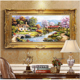 纯手绘古典风景油画 欧式客厅卧室玄关配画横版 托马斯花园景6