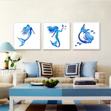清新海洋风装饰画 电视机沙发背景墙装饰画 创意抽象有框挂画