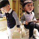 4韩版5儿童衬衫男童长袖2-3岁小孩衣服6宝宝7秋装衬衣男孩上衣潮