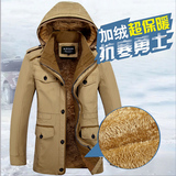 冬季大码男士夹克纯棉加绒加厚休闲中年外套宽松爸爸装中长款上衣