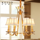 KEIJO 美式乡村全铜吊灯 欧式简约复古创意别墅卧室餐厅客厅灯具
