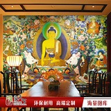 中式无缝大型壁画佛像淡雅禅墙纸客厅卧室酒楼佛堂背景墙唐卡壁纸