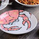 陶瓷盘子圆形菜盘家用平盘创意个性餐具日式卡通可通小瓷调味碟子