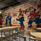 复古怀旧3d砖墙酒吧大型壁纸涂鸦个性墙纸网咖服装店背景无缝壁画