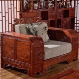 新中式全实木沙发 客厅转角贵妃布艺 拆装组合茶几优质红椿木家具