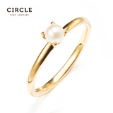Circle日本珠宝天然akoya海水珍珠戒指正圆强光18k黄金戒指女正品