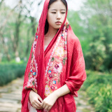 棉麻春秋围巾披肩刺绣丝巾文艺围巾女夏季花朵印度尼泊尔多色可选