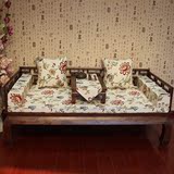 红木沙发垫 全棉春夏田园中式订做高密度海绵罗汉床垫实木沙发垫