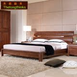 高端黑胡桃全实木床1.8米储物高箱体床双人婚床现代中式家具特价