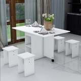餐桌 小户型经济型组装8人多功能可伸缩简约现代长方形木折叠餐桌