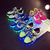 2016新款led发光鞋魔术贴USB充电七彩夜光鞋闪光灯鞋女童发光鞋