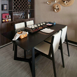 水曲柳实木餐桌椅组合一桌四椅 样板间家具定制新中式黑色开放漆
