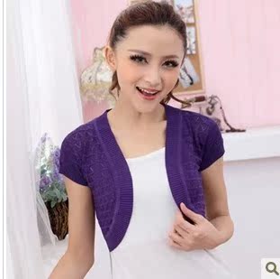 夏天小<em>外套女短袖开衫</em>夏季礼服小坎肩菱形冰丝