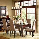美式乡村全实木餐桌椅子组合方形长桌餐台方桌咖啡桌饭桌复古环保