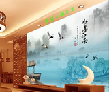 大型3d水墨江南古典唯美电视背景墙壁纸客厅卧室墙纸无缝壁画新品