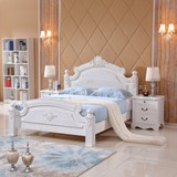 榆木床全实木床PK水曲柳床美式大床中式白色雕花双人床1.8米婚床