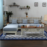 地中海转角沙发 美式乡村小户型木架L型布艺沙发组合可拆洗 长沙