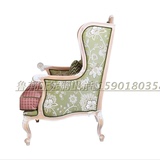 美式乡村老虎椅高档欧式高背椅复古美式乡村实木雕花单人沙发椅