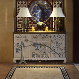 现代新中式玄关柜手绘装饰柜仿古典样板房简约手绘柜