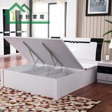 板式双人床现代简约气动烤漆床储物床高箱床1.5米1.8米黑白定制