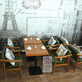 西餐厅桌 实木咖啡厅桌椅组合 复古美式休闲甜品奶茶店桌椅批发