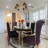 欧式椭圆形餐桌 新古典 现代简约 实木餐桌椅组合 样板房客厅家具
