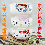 创意日式陶瓷碗保鲜碗可爱大号卡通泡面碗便当盒学生饭碗带盖勺筷