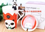 卡通熊猫图案陶瓷马克杯水杯有杯盖金属勺礼盒成都餐具杯子纪念品