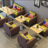 爆款咖啡厅西餐厅桌椅沙发靠墙双人卡座休闲甜品店奶茶店桌椅组合