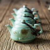 青瓷手绘茶壶 陶瓷过滤红茶泡茶器汝窑功夫茶具套装单壶正品包邮