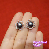 现货 泰国Fashion Pearl 天然淡水黑珍珠耳钉 925纯银耳环  强光