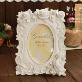 6寸欧式田园风相框淡雅玫瑰创意像框/树脂艺术结婚照片XK38-白色