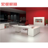 上海办公家具实木办公桌班台老板桌白色钢琴烤漆加厚设计简约现代